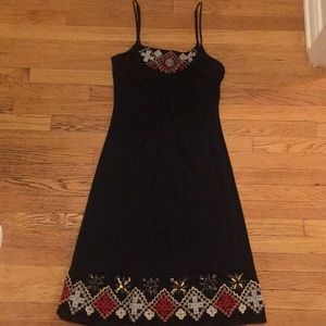 Black spaghetti Strap Dress with Beading